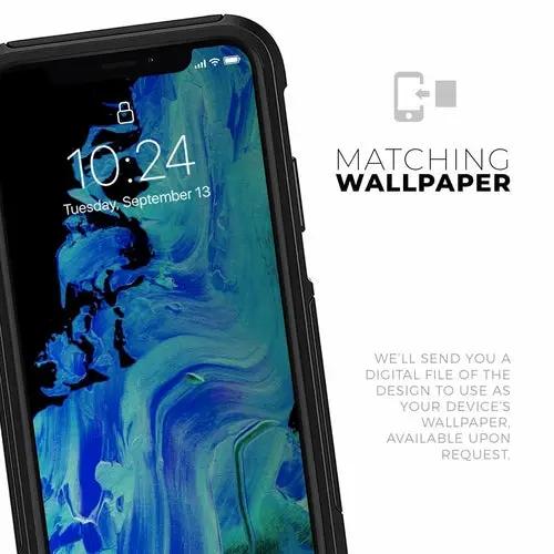 Liquid Abstract Paint V46 skin kit for iPhone OtterBox cases in blue-green abstract design.