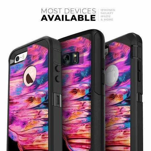 Liquid Abstract Paint V68 skin kit for iPhone OtterBox cases with vibrant pink, purple and blue abstract design.
