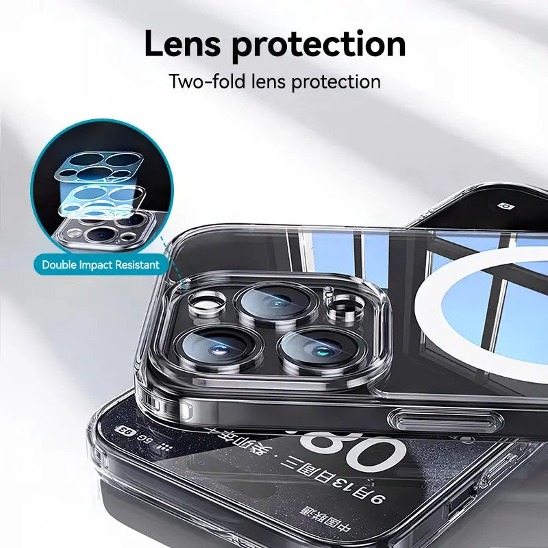 Joyroom transparent iPhone 16/15 Pro Max case with lens protection and magnetic wireless charging