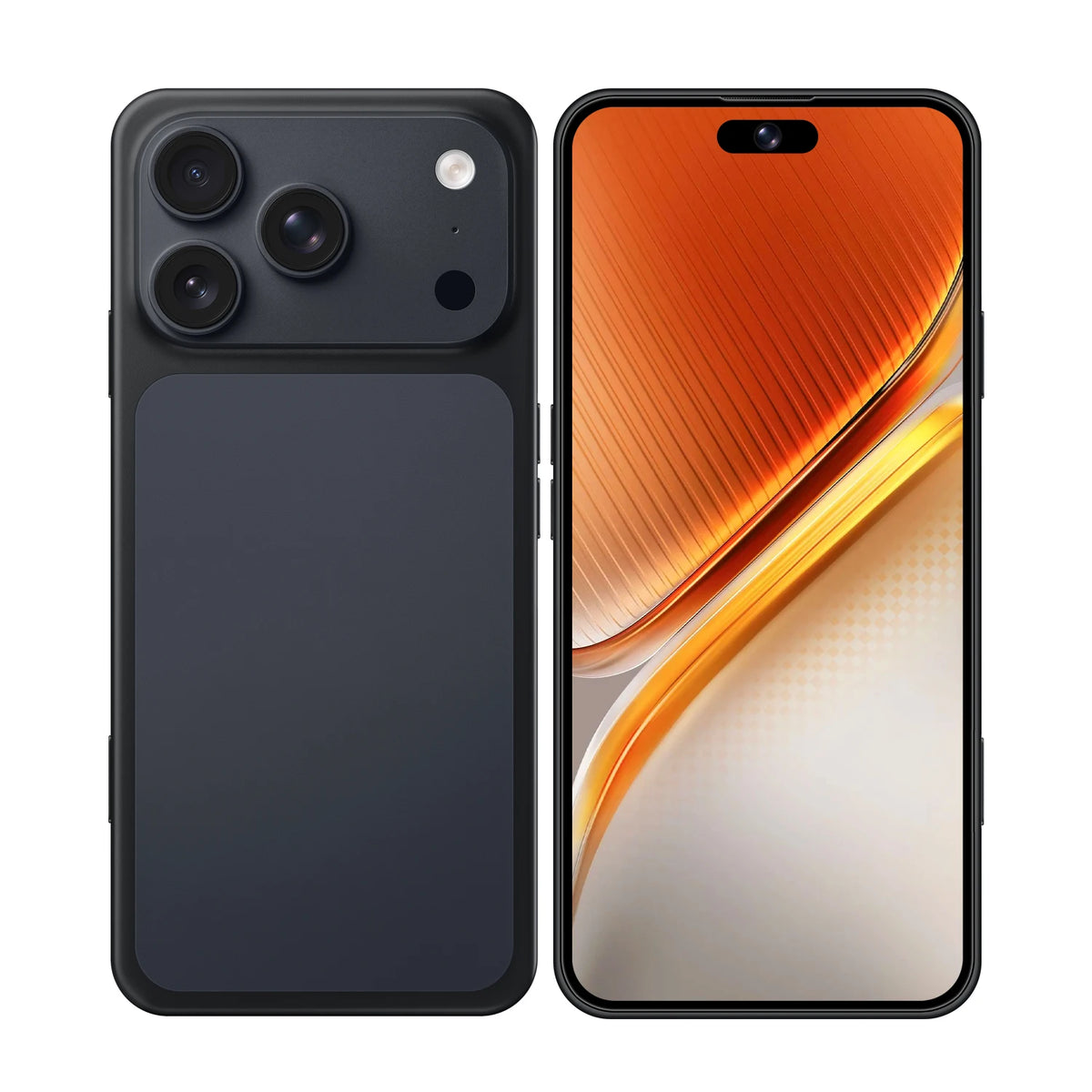 Two IVMI 17Pro Max smartphones, dark back with triple rear cameras; front shows edge-to-edge display with a punch-hole.