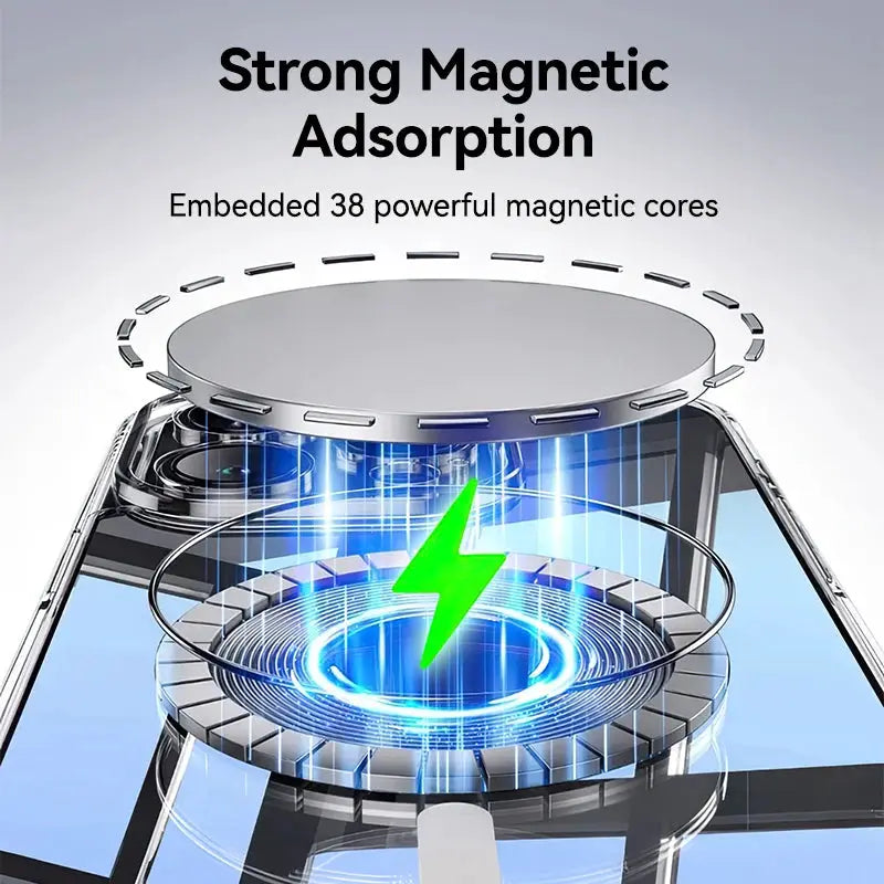 Joyroom magnetic case for iPhone 16/15 Pro Max, transparent cover, anti-yellow, wireless charger compatible