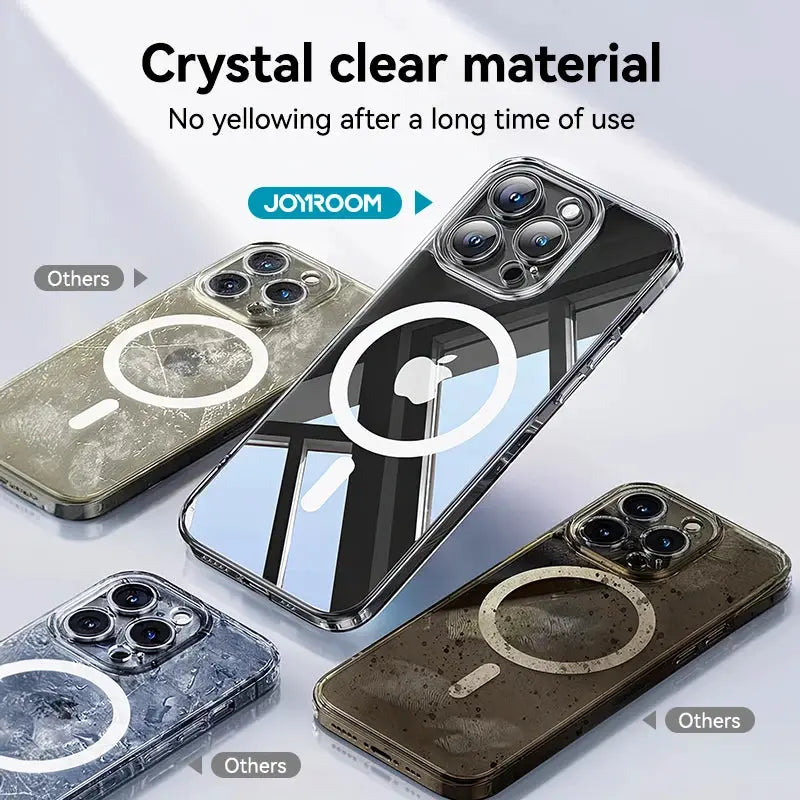 Joyroom magnetic iPhone 16 case set of five with transparent crystal-clear covers anti-yellow