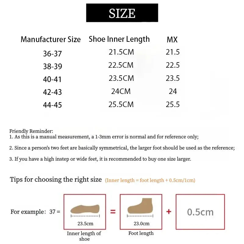 AeroStep Men's EVA Slip On Slippers size chart with CM inner lengths and sizing tips.