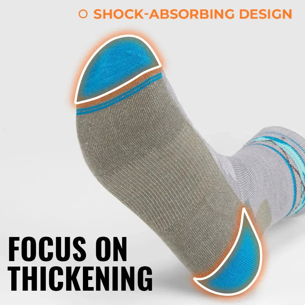 WRELS merino wool hiking socks, thick thermal gray with turquoise reinforced toe and heel