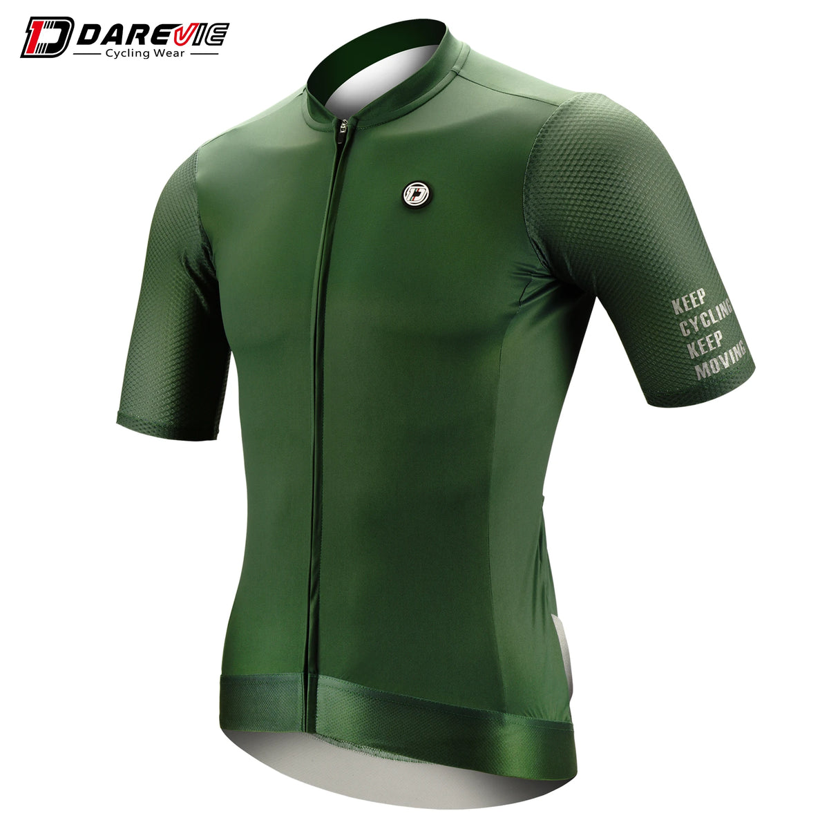 DAREVIE green long-sleeve cycling jersey with SPF 50 protection