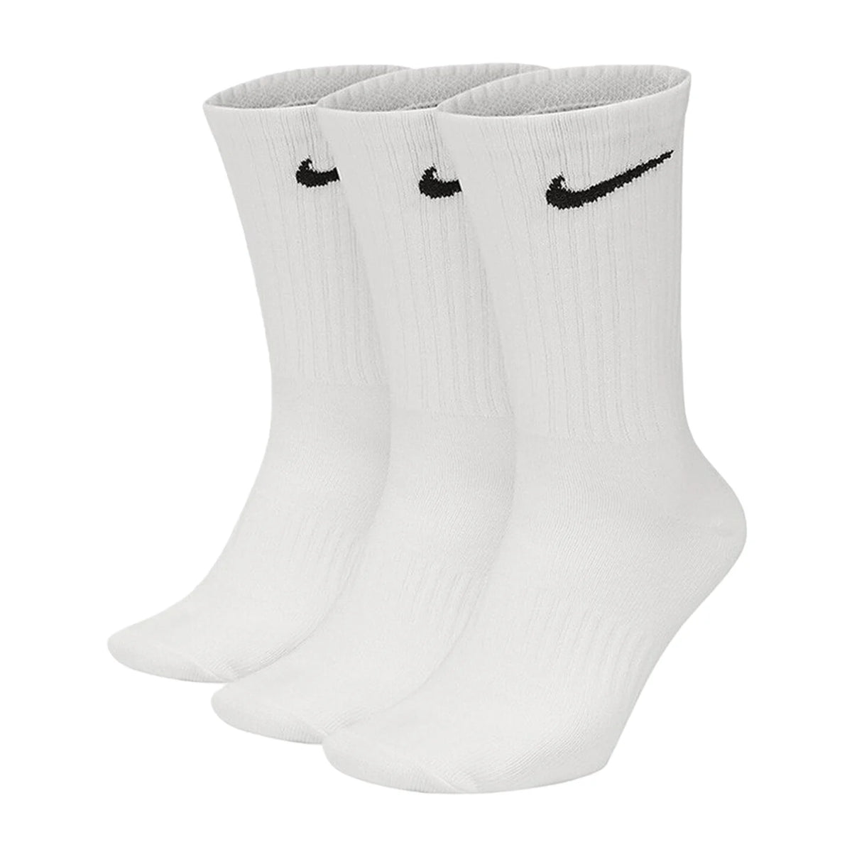Nike white 3-pack short-cuff basketball socks with black swoosh logos