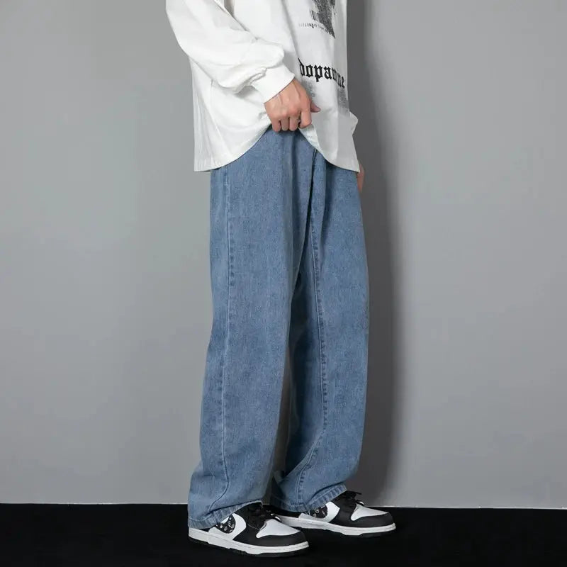 Premium blue denim jeans, relaxed fit with all-day comfort