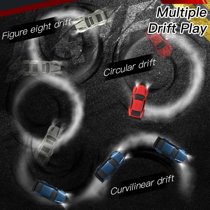 KF20 1/64 High Speed Drift RC Cars set, blue and red 4WD, 2.4G desktop mini racing models