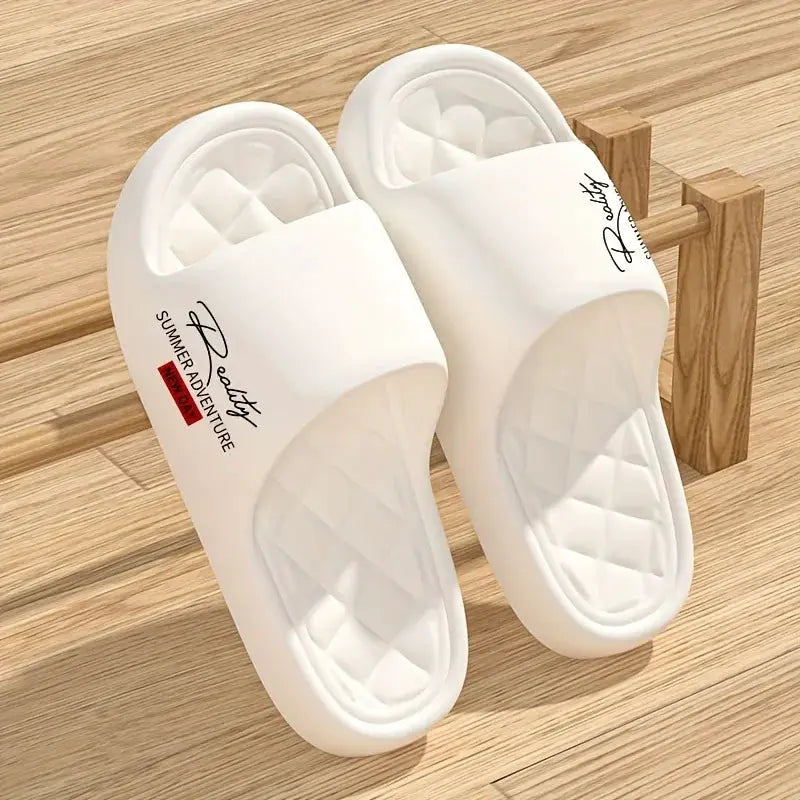 Pair of EvaStride lightweight men's EVA sandals, white with quilted footbeds, PrimeCanada.Store Summer Breeze Collection