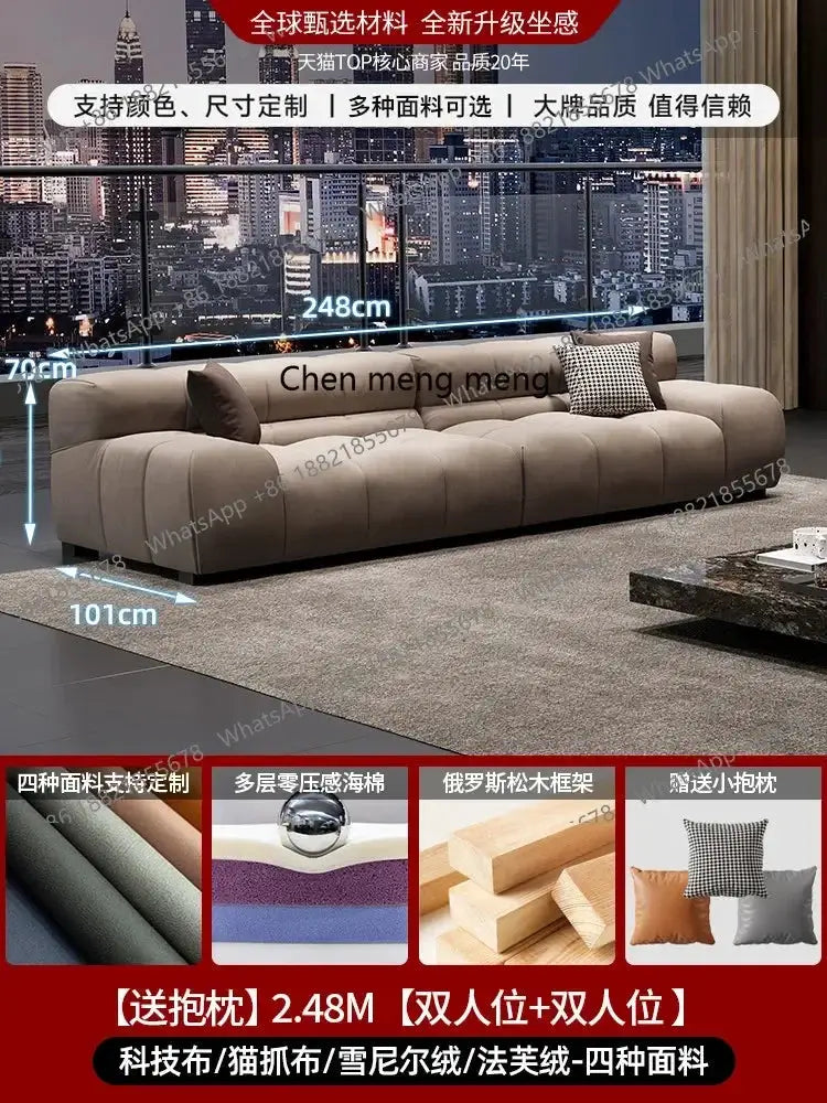 Y183 corner puff living room sofa futon, modern Nordic sectional in beige fabric with cushions