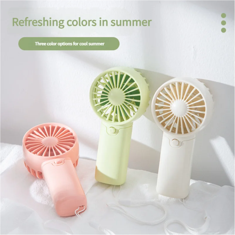 MEET SUN Portable Fan set of three handheld mini fans in pink, green, and white