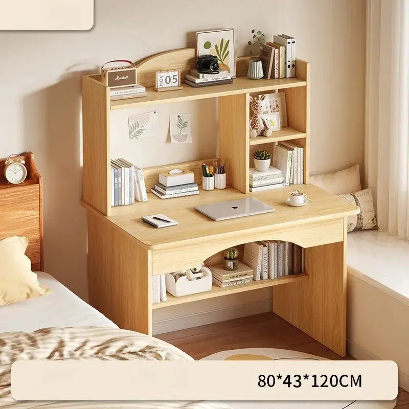 Home Desk Bookcase with integrated shelves in natural wood finish by PrimeCanada.Store.