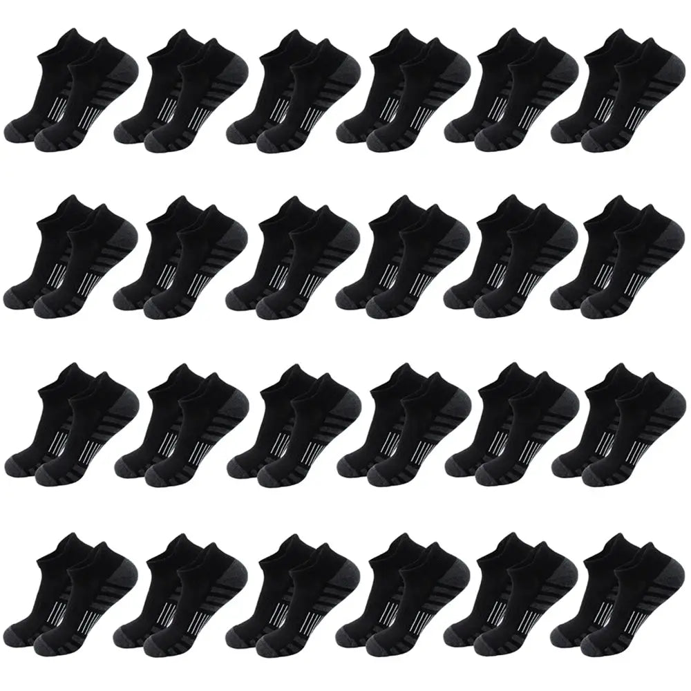 Breathable Cushioned Athletic Ankle Socks, black, 24-pack from PrimeCanada.Store