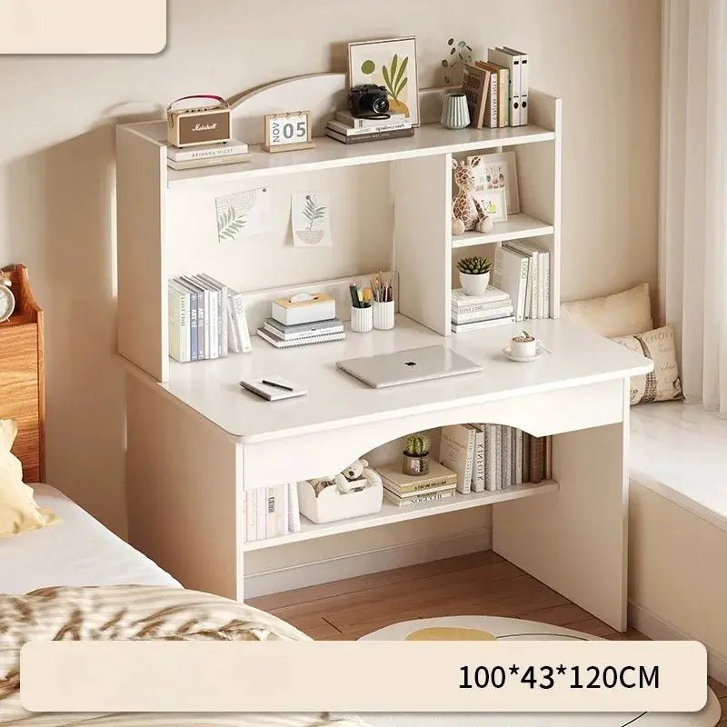 Home desk with integrated white bookcase for student workspace by PrimeCanada.Store