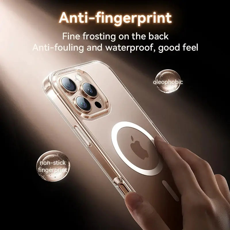iPhone 17 Pro Max case, transparent matte magnetic cover with anti-fingerprint finish