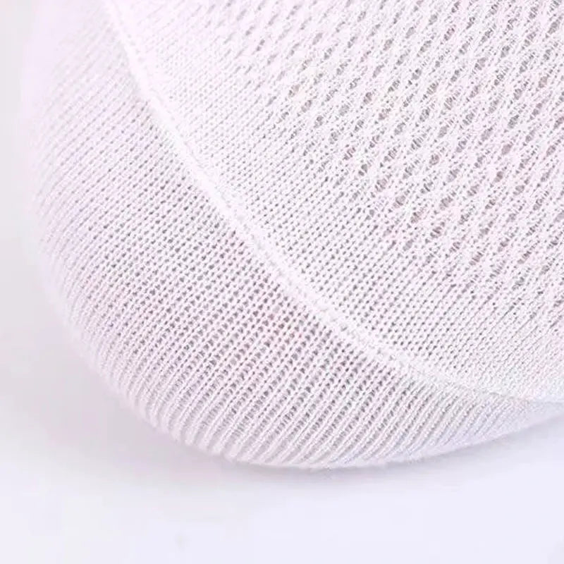 White cotton ankle socks close-up showing breathable knit fabric and sweat-absorbent comfort for everyday wear