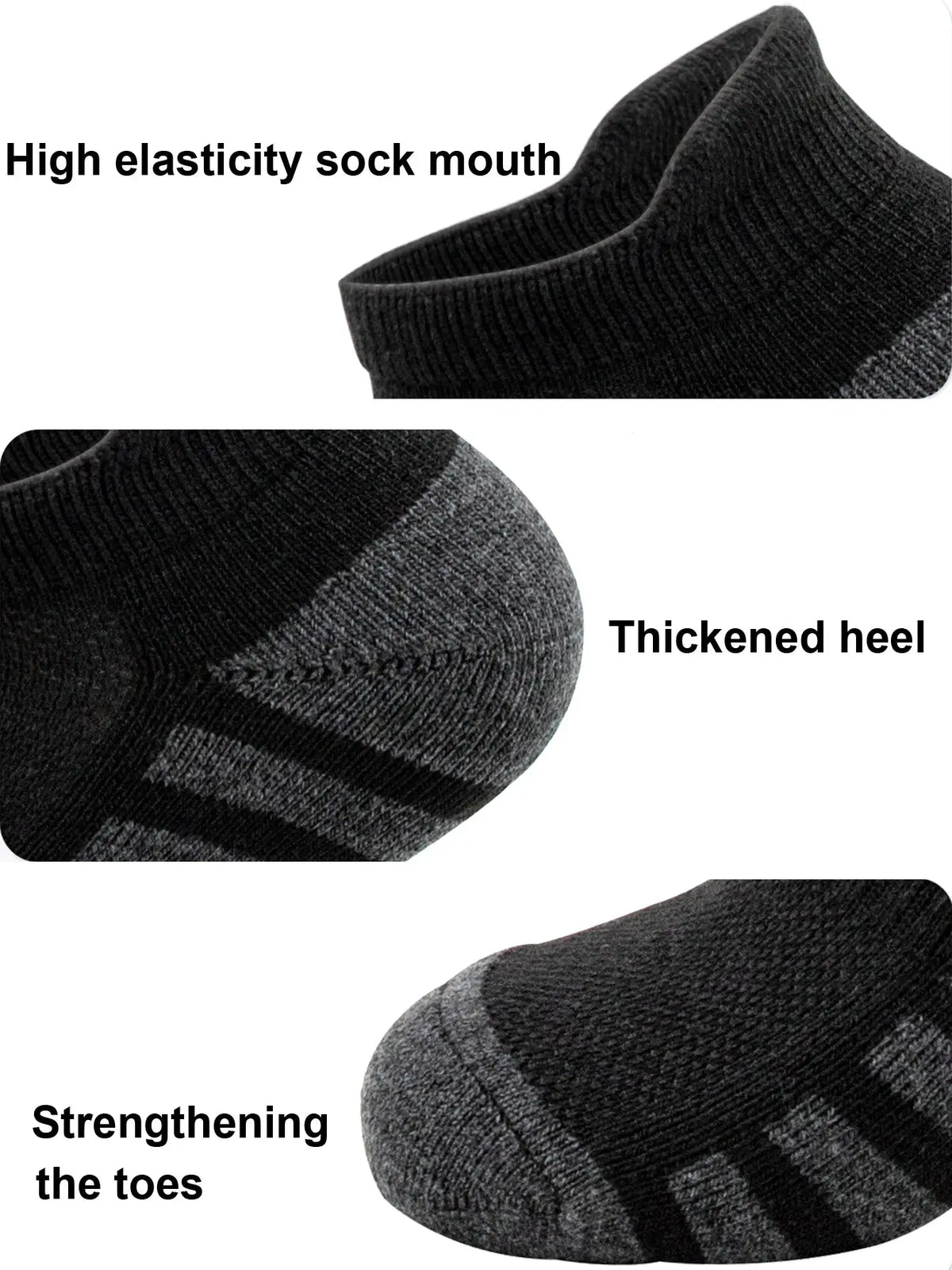 Breathable Cushioned Athletic Ankle Socks in black with extra padding for daily use