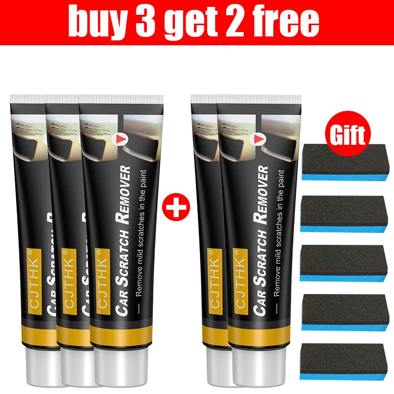 Car Scratch Remover kit CJTHK; six black tubes with yellow bases and blue-edged sponge gift set