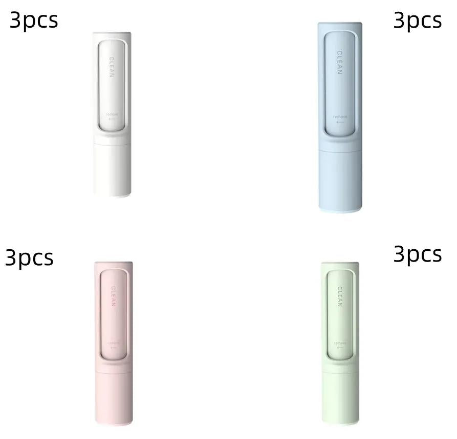 Reusable pet hair remover brush by AdTec, self-cleaning lint roller, 4 color variants, 3 pcs each