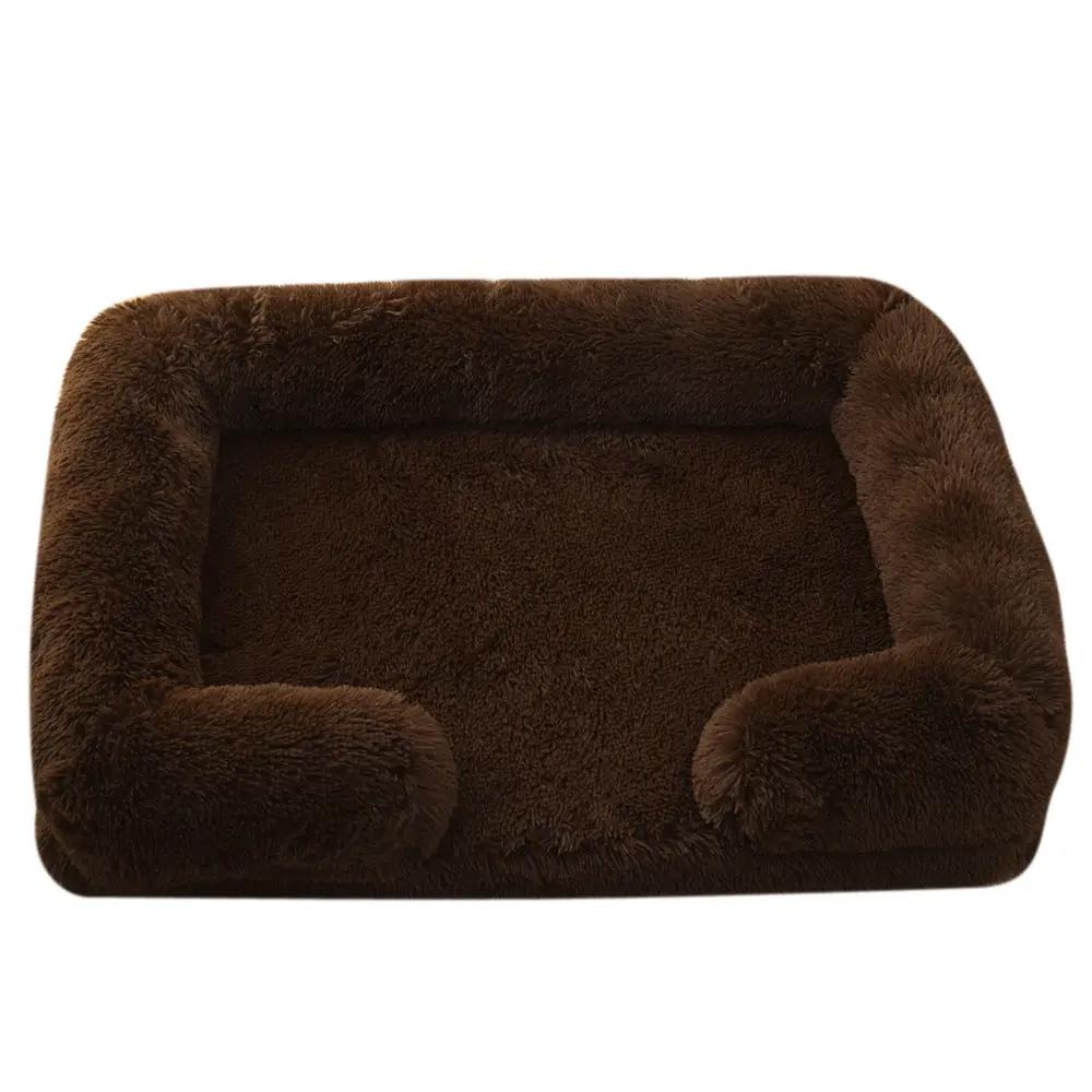 Plush round dog bed by AdTec, brown, fluffy interior for winter comfort.