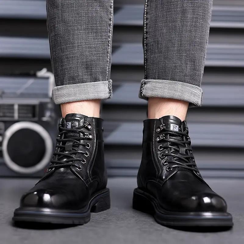Oxford Craft Premium Lightweight Durable Work Ankle Boots by AdTec, black leather pair