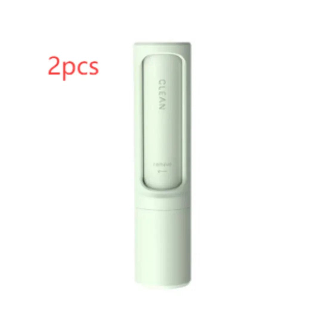 2-piece white reusable pet hair remover brush, portable self-cleaning lint tool for cat and dog fur