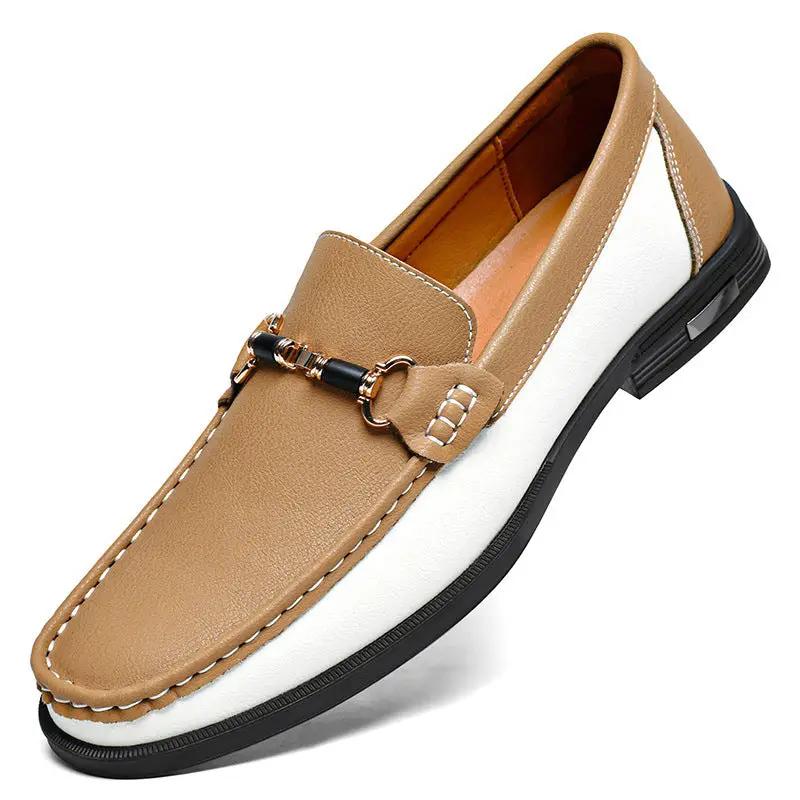 Meridian genuine leather moccasin slip-on loafer in tan by AdTec with white sole