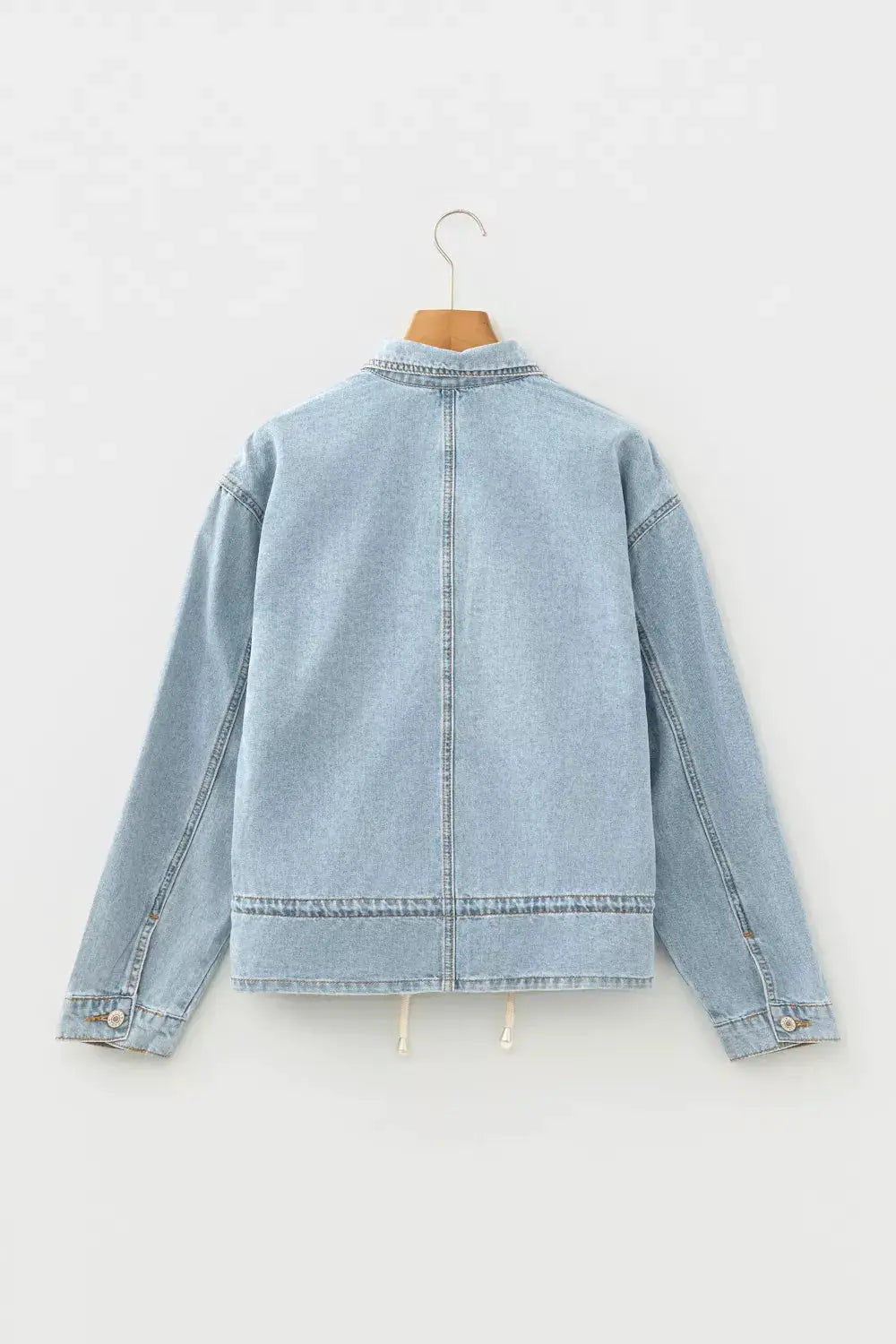 Classic light-wash denim jacket with adjustable drawcord hem