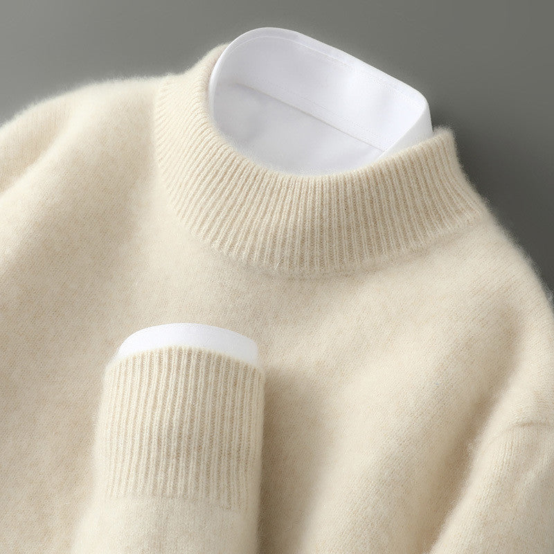 New Men's Sweater by AdTec, cream knit with ribbed turtleneck and cuffs