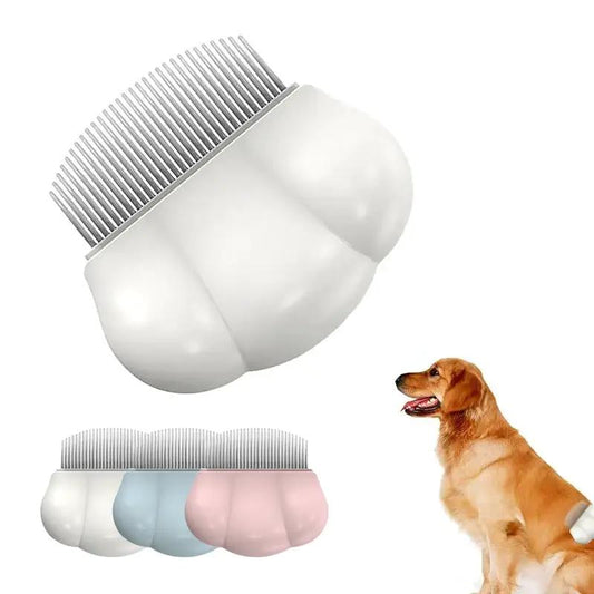 Dog grooming comb set by AdTec; white large comb plus four pastel color combs with metal teeth
