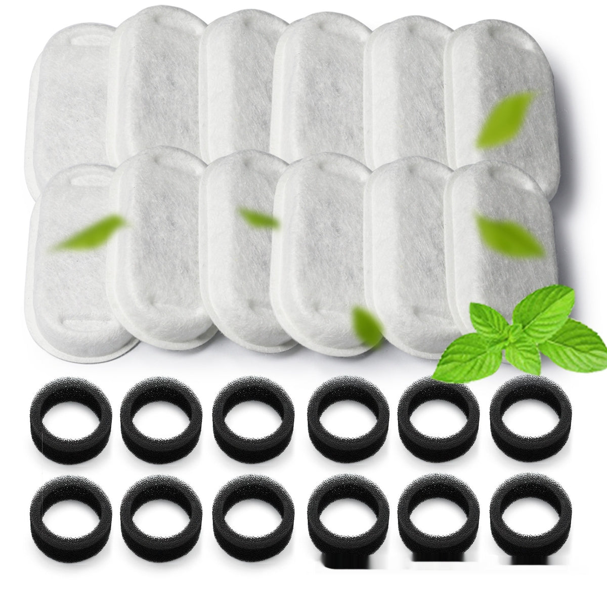 AdTec non-woven fabric pet water dispenser filter elements with white pads and black O-rings