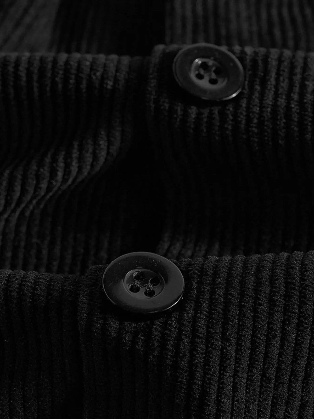 Men's corduroy button-up casual jacket in black, plus size