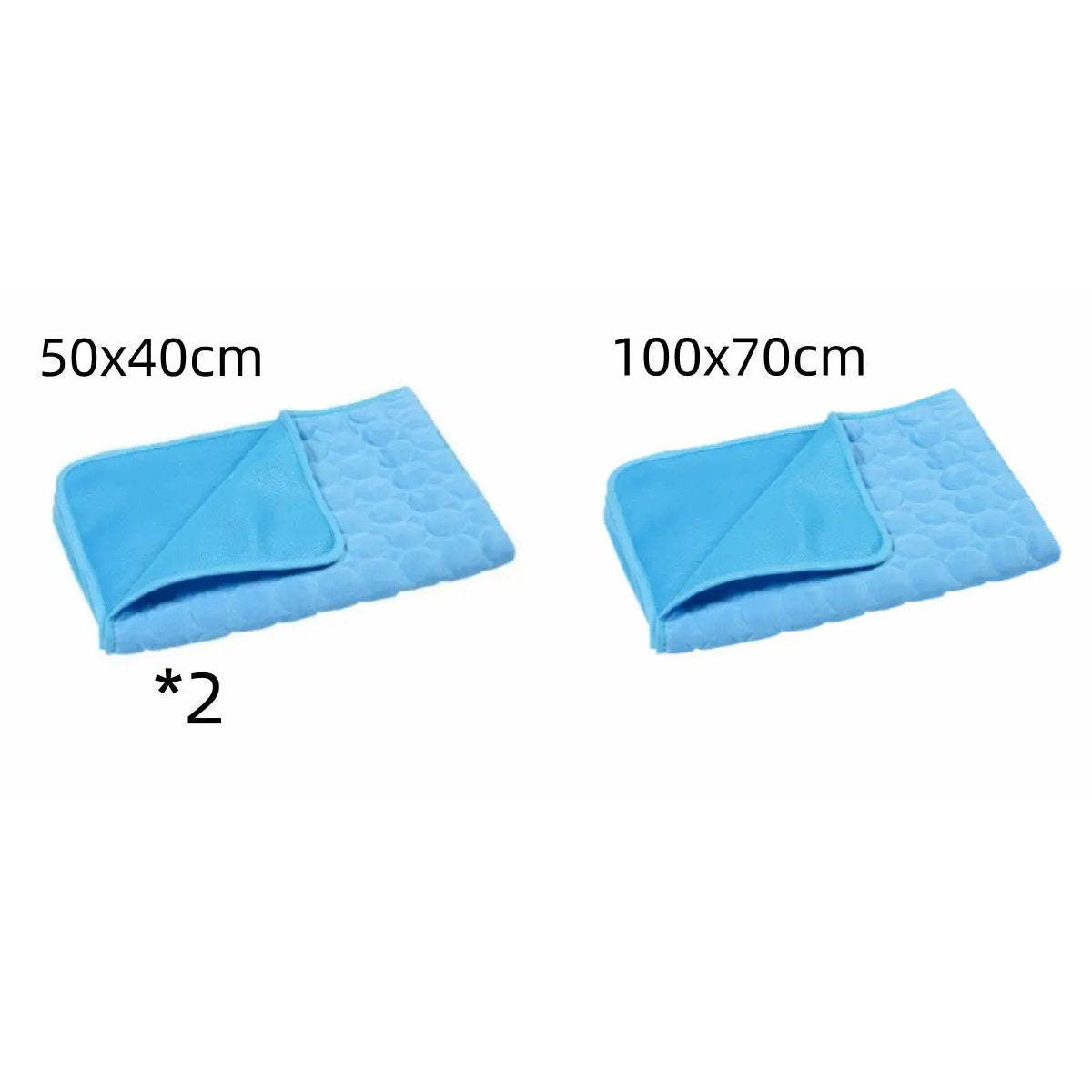 Summer Cooling Pet Sleeping Ice Silk Mat by AdTec, blue quilted ice-silk pet mat set, 2x50x40cm and 1x100x70cm