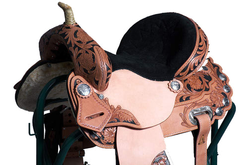 Montura de cuero de primera calidad estilo western para niños, tamaño de 10" a 13"
