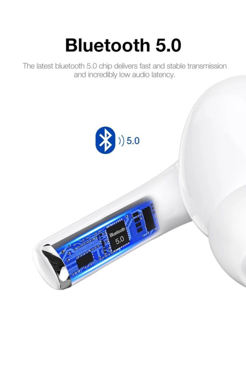 A3 AirPods Pro TWS wireless earbuds, white with visible blue internal circuitry.