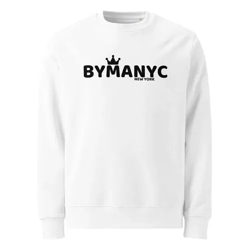 BYMANYC New York unisex organic sweatshirt in white with LOVE MANHATTAN logo