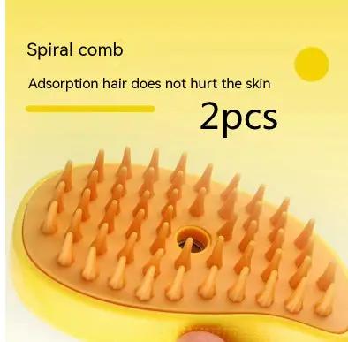 Pet grooming spiral comb set, orange massage brushes for cats and dogs, 2pcs