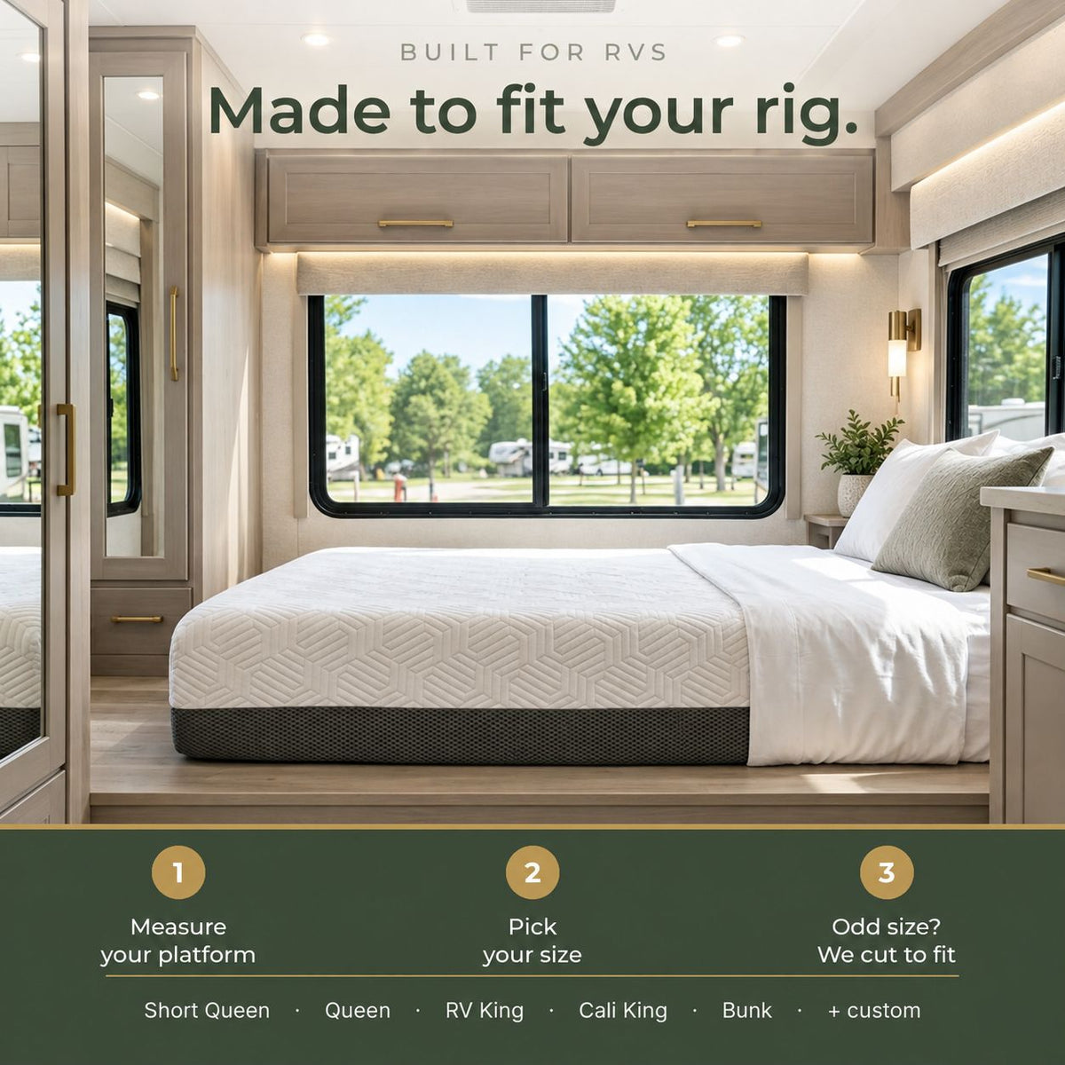 8 Inch RV Bunk (75 X 30 In.) Firm Gel Memory Foam Mattress