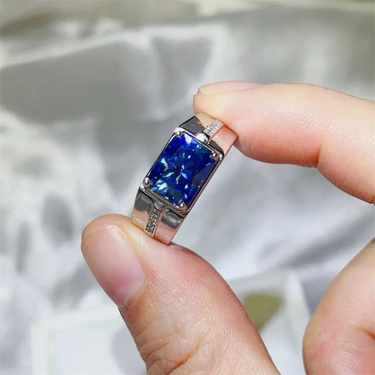 Ring: 2 Carat blue moissanite in 925 sterling silver by Trendsi