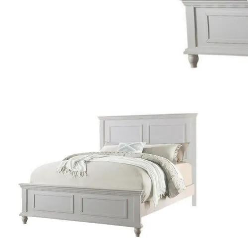 White queen size bed with high panel headboard, PrimeCanada.Store bedroom furniture.