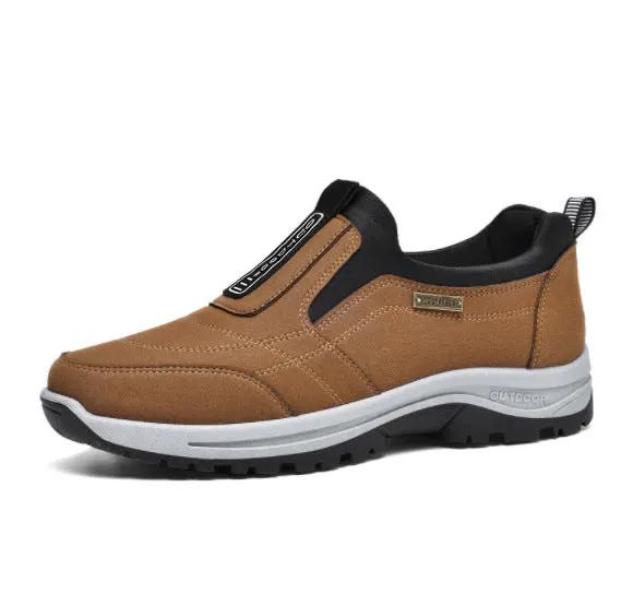 AdTec men's lightweight tan hiking shoe with black trim and rugged outsole