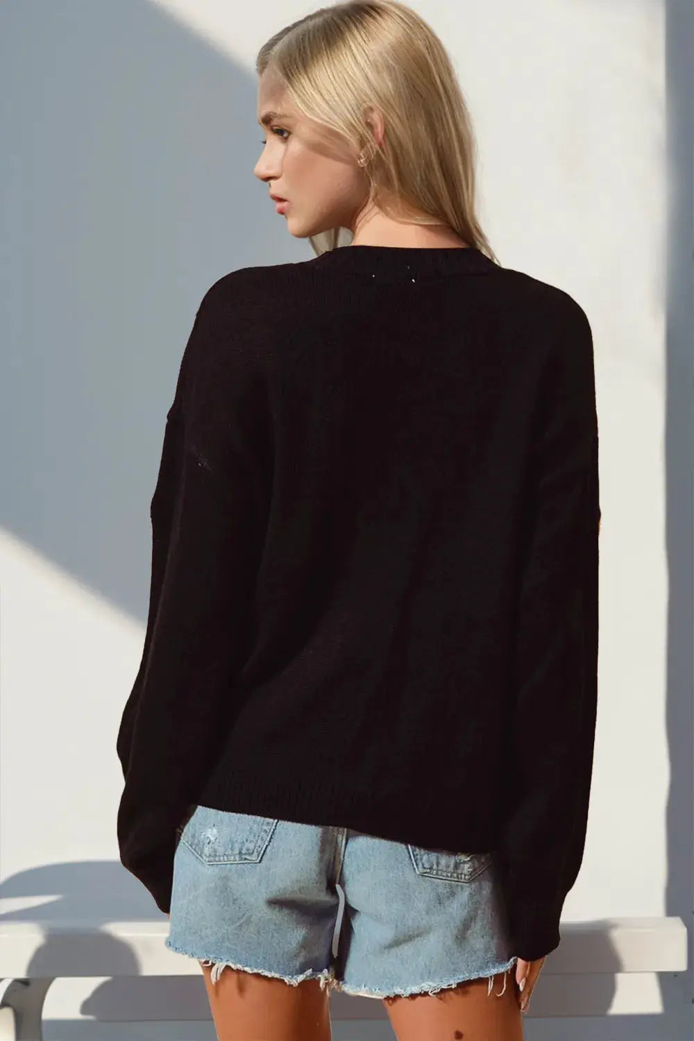 Cardigan by Double Take, black button-up long-sleeve, plus size