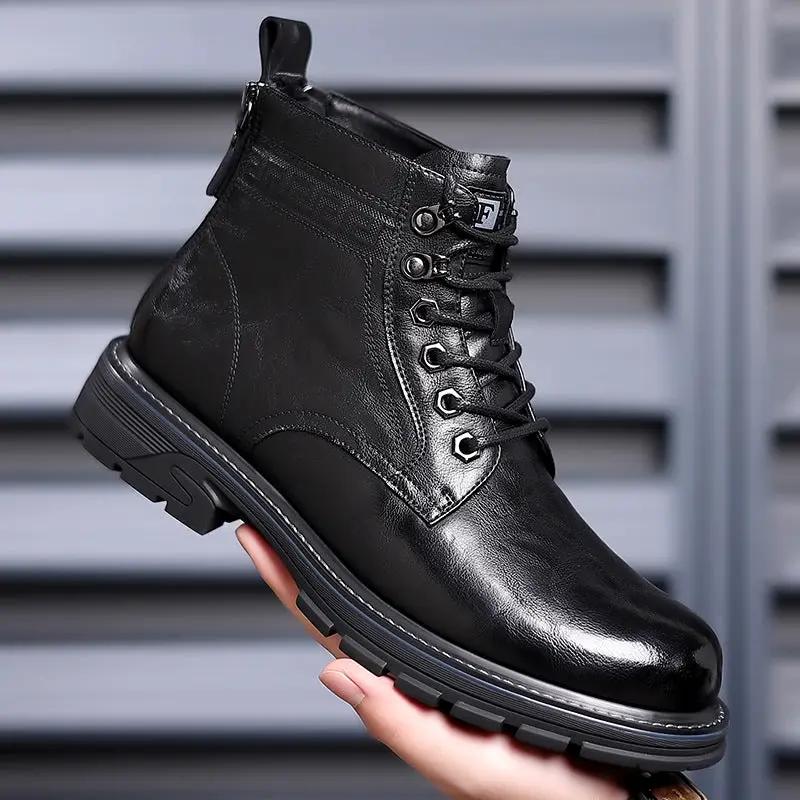 AdTec Oxford Craft black work ankle boots with lace-up front, rugged sole, leather upper.