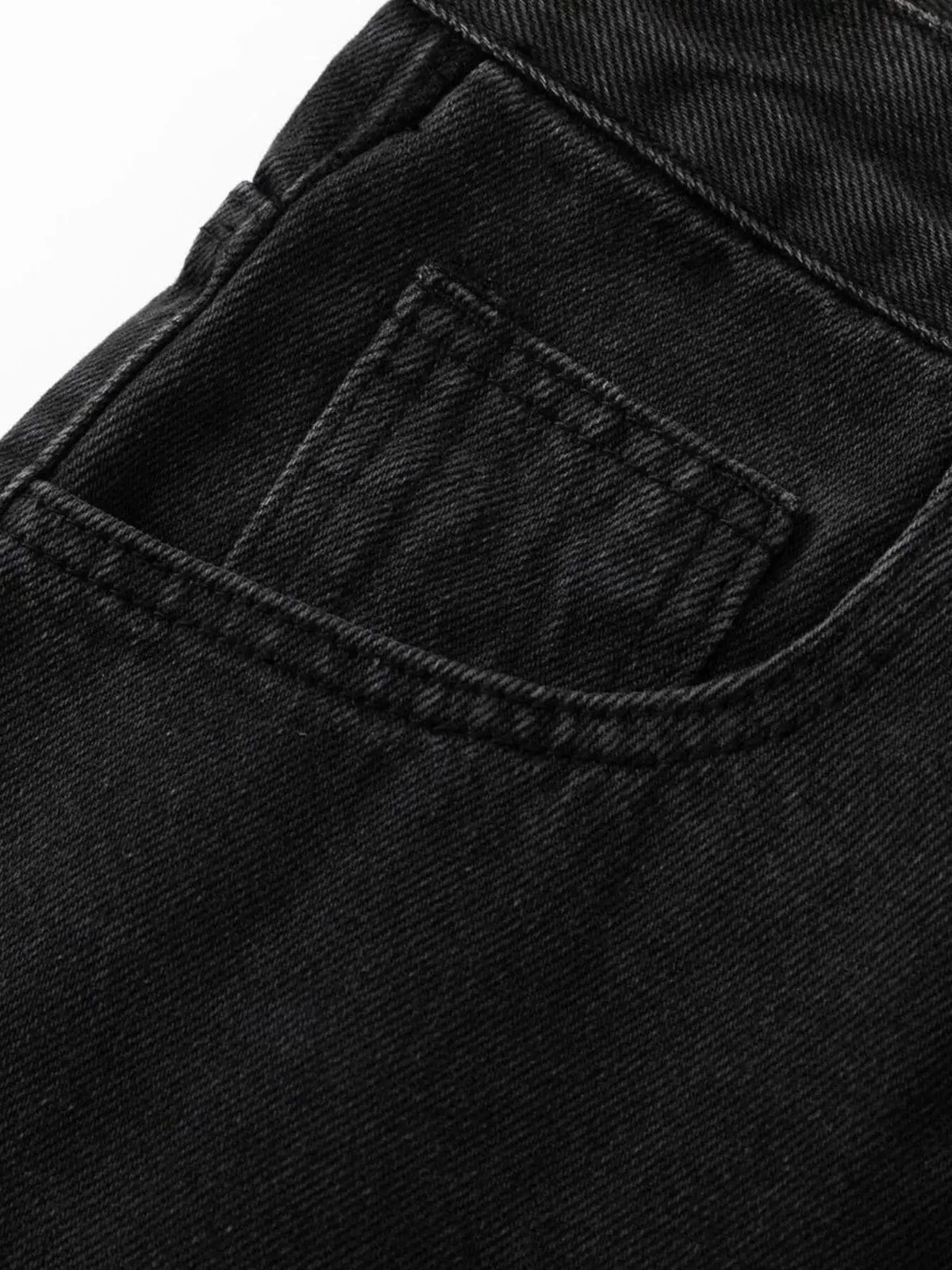 Men's relaxed-fit washed denim stretch Bermuda shorts, dark indigo.