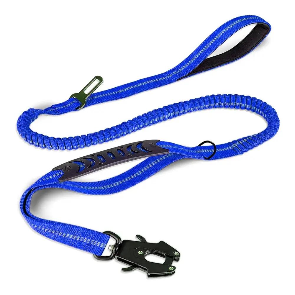 Dog leash with frog buckle, blue nylon rope and hand-loop handle