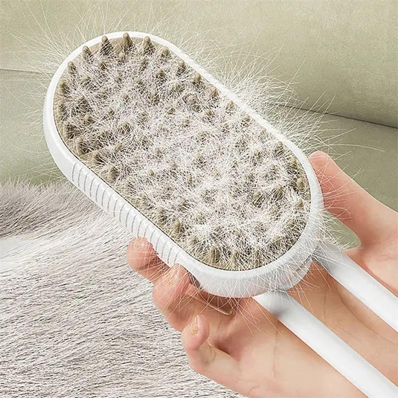AdTec cat steam brush grooming tool with white oval head and dense bristles for massage and hair removal