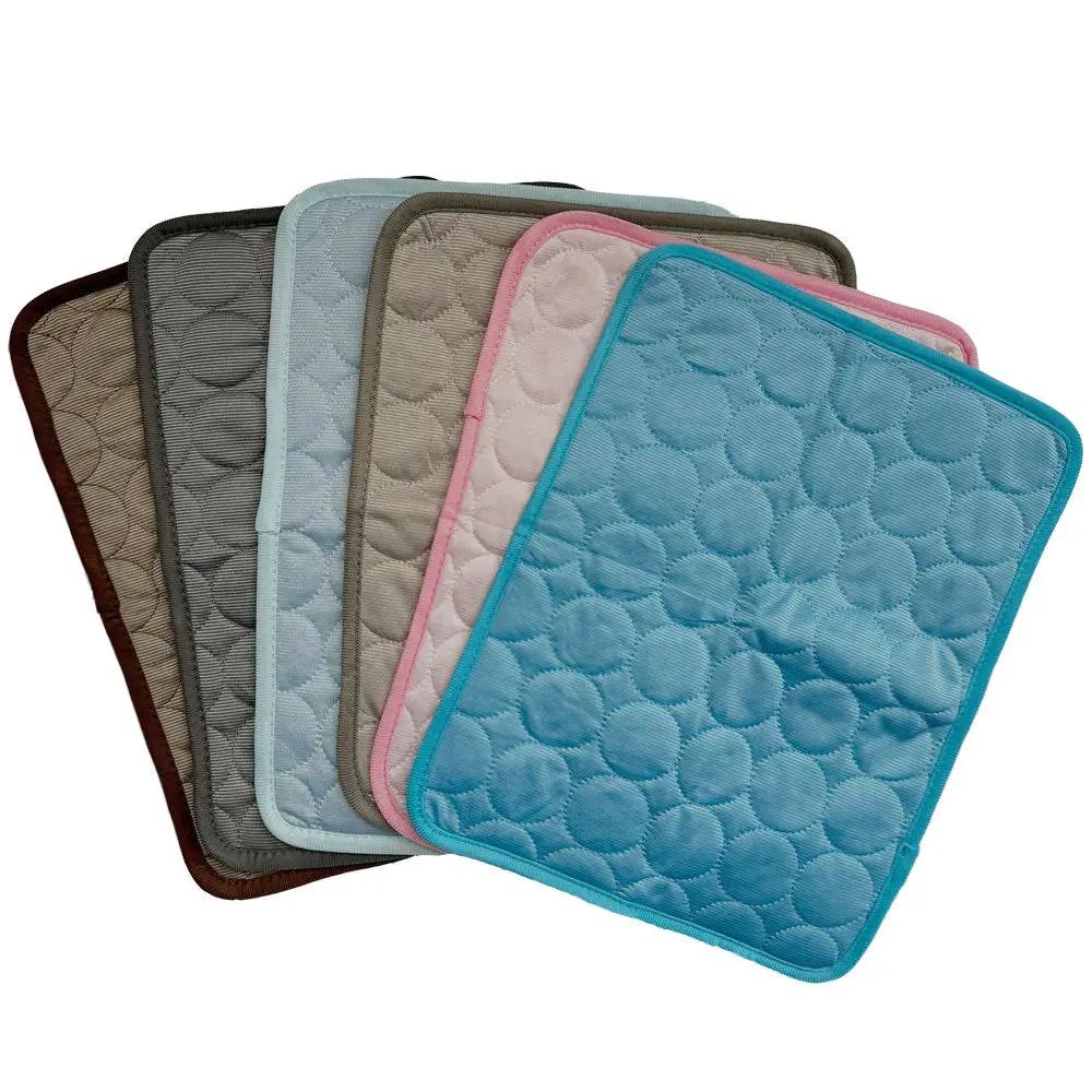 Dog cooling mat set of 5 quilted mats in blue, pink, beige, gray, brown