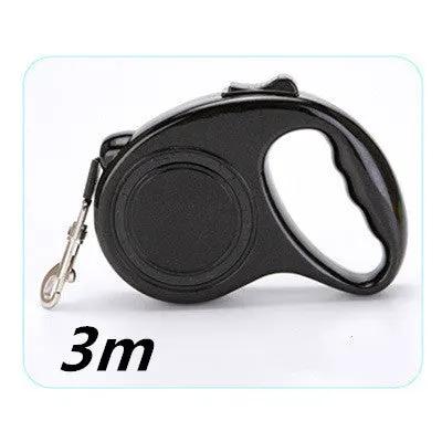 Pet Automatic Telescopic Traction Rope by AdTec, black 3m retractable leash with metal clip