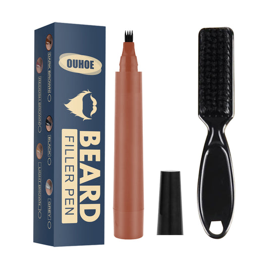 Relleno de Lápiz para Barba, Kit de Lápiz de Relleno para Barba, Lápiz de Peluquero con Cepillo, Cepillo para Barba, Peinado Facial de Salón, Reparación de Bigote Masculino