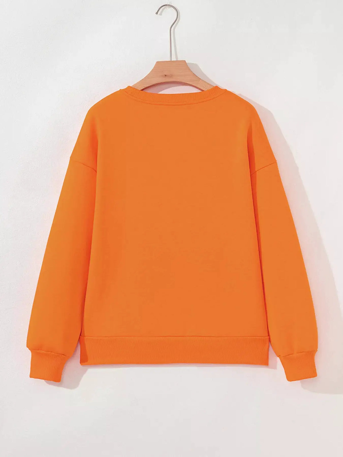 Dancing Critters Sequin Halloween Crewneck Sweatshirt by Trendsi in orange, back view.